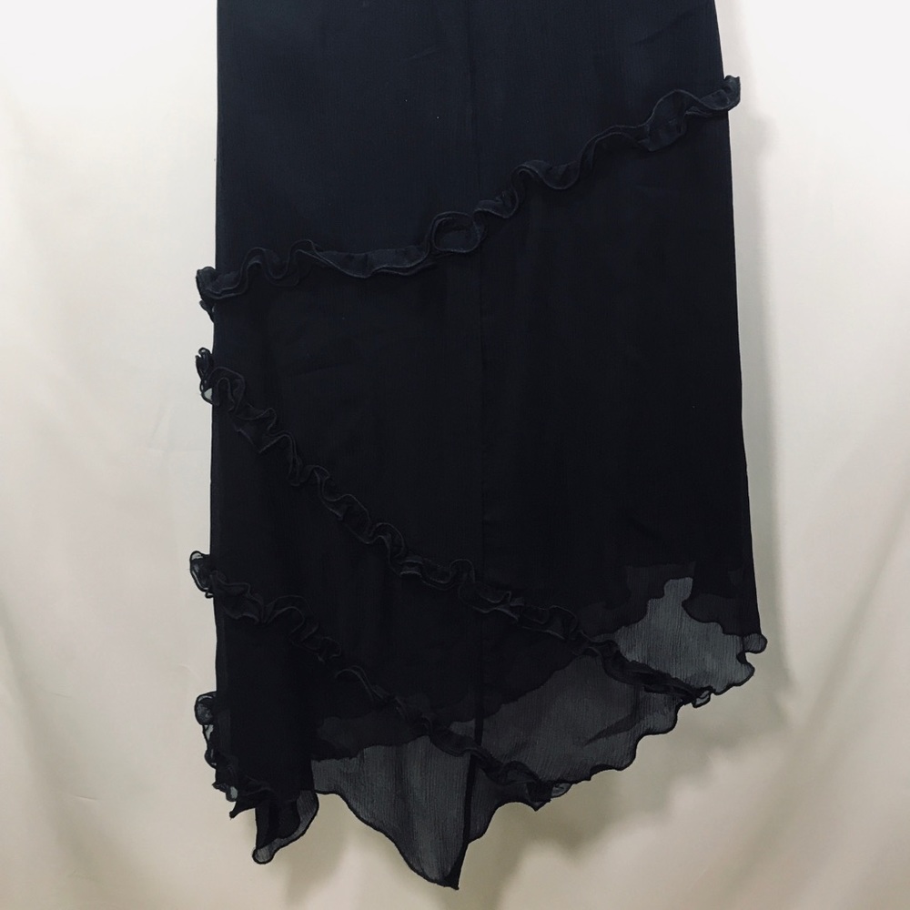 Betsey Johnson Black Asymmetrical Silk Tier Dress - Picture 7 of 10
